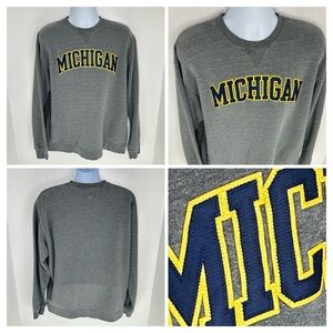 Michigan Embroidered Crewneck Sweatshirt Size XL‎ Gray Wolverines NCAA Football